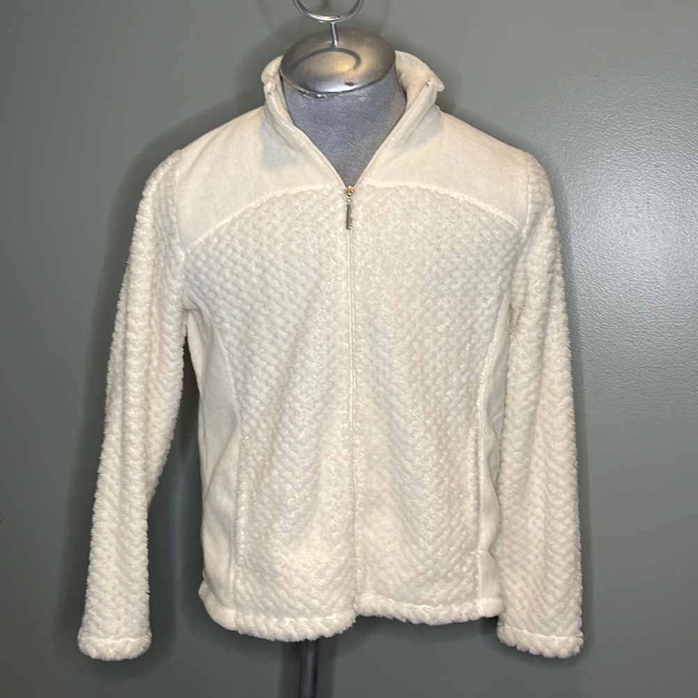 Jason Maxwell Plush Zip Up White Jacket Size L